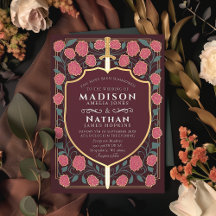 Sword & Shield Medieval Fantasy Monogram Bröllop