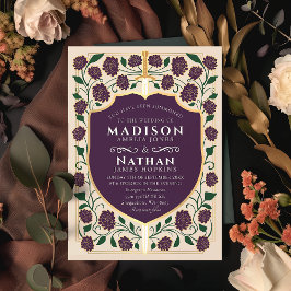 Sword & Shield Medieval Fantasy Monogram Bröllop Inbjudningar