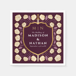 Sword & Shield Medieval Fantasy Monogram Bröllop Pappersservett