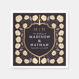 Sword & Shield Medieval Fantasy Monogram Bröllop Pappersservett