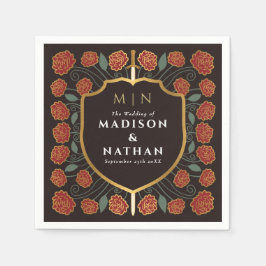 Sword & Shield Medieval Fantasy Monogram Bröllop Pappersservett