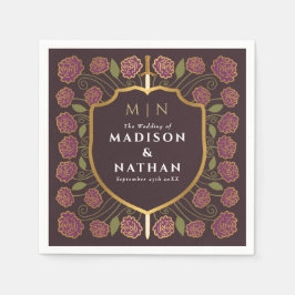 Sword & Shield Medieval Fantasy Monogram Bröllop Pappersservett