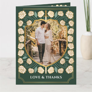 Sword & Shield Medieval Fantasy Monogram Bröllop Tack Kort