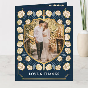 Sword Shield Medieval Fantasy Monogram Bröllop Tack Kort