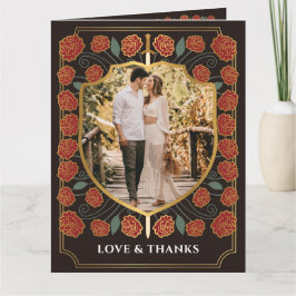 Sword & Shield Medieval Fantasy Monogram Bröllop Tack Kort