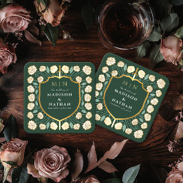 Sword & Shield Medieval Fantasy Monogram Bröllop Underlägg Papper Kvadrat