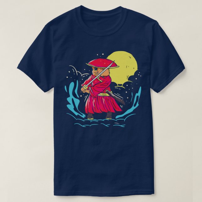 Sword stance cat warrior Samurai  T Shirt (Design framsida)