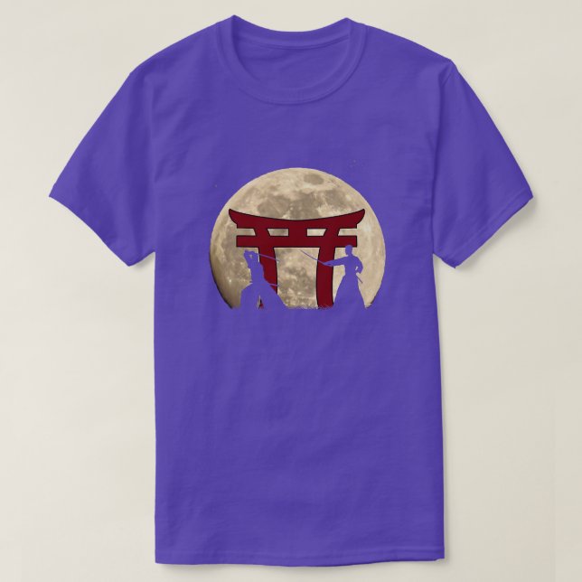 Sword Warrior Japanska Samurai Fighter Full Moon D T Shirt (Design framsida)
