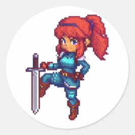 Sword Woman RPG Warrior Runt Klistermärke