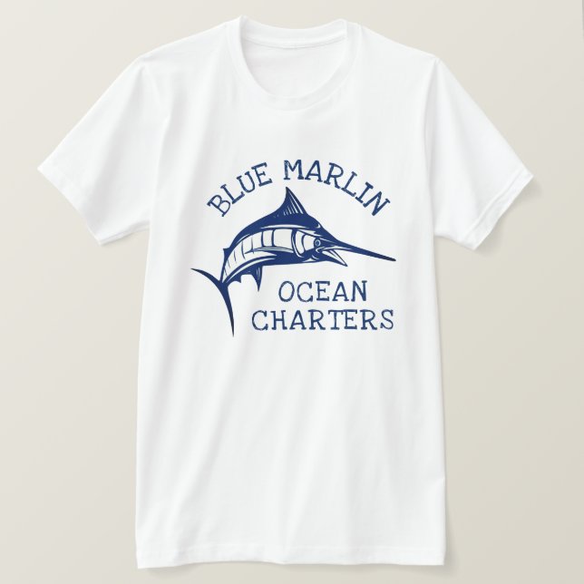 Swordfish Billfish, blåttMarlin T Shirt (Design framsida)