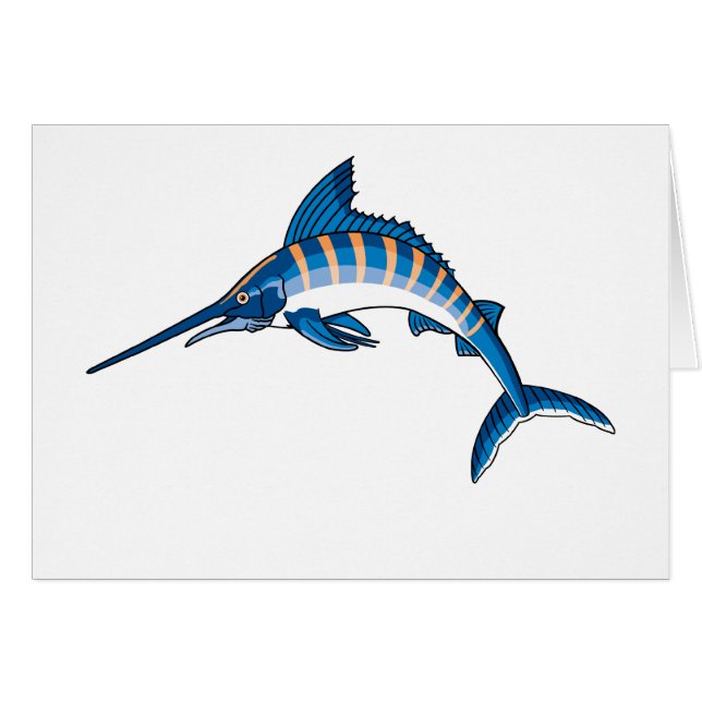 Swordfish hoppar hälsningskort (Framsidan Horizontal)