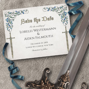 Swords Gamer Fantasy Bröllop Tack Kort