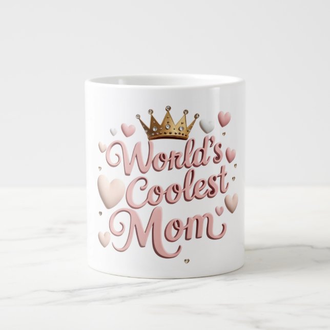 SWorld Coolest Mamma med Guld Krona - Jumbo Coffee Jumbo Mugg (Framsidan)