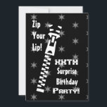 SX SURPRISE Black and White Födelsedagsfest SB012 Inbjudningar<br><div class="desc">Den här posteringen är ett roligt sätt att skicka ut inbjudningskort från SURPRISE Birthday.  Den här inbjudan visas för närvarande på en metallisk papper med ishud som ge din inbjudan är en speciellare shimmer och shine.  Matchande frimärke är också tillgängligt - lägg bara till året!</div>