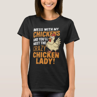 Sy Crazy Chicken Lady Varning För Fågelälskare  T Shirt