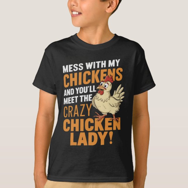 Sy Crazy Chicken Lady Varning För Fågelälskare  T Shirt (Framsida)