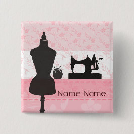 Sy den rosa blom- Seamstresssömmerskan för mode Knapp