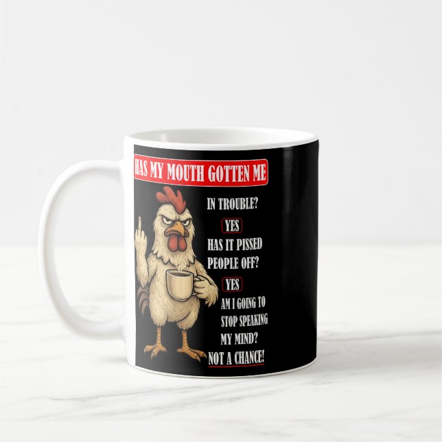 Sy Kyckling Har Min Mun Blivit Mig - Sarksatisk Ro Kaffemugg (Vänster)