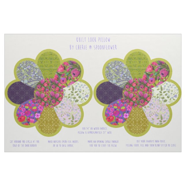 Sy och sydda Quilt Style Rund Blommig Kudd Kit  Tyg (Fat Quarter)