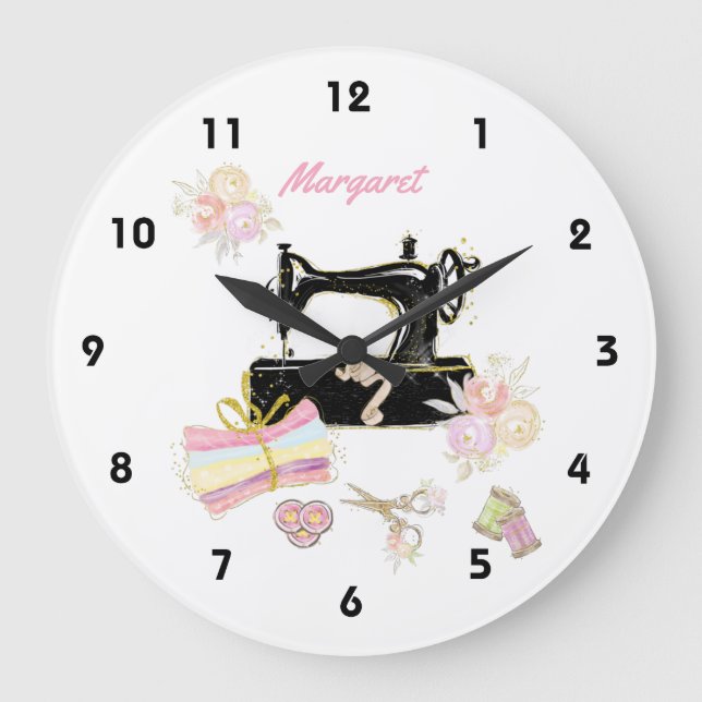 Syande Maskin och tyg Stor Klocka (Framsida)