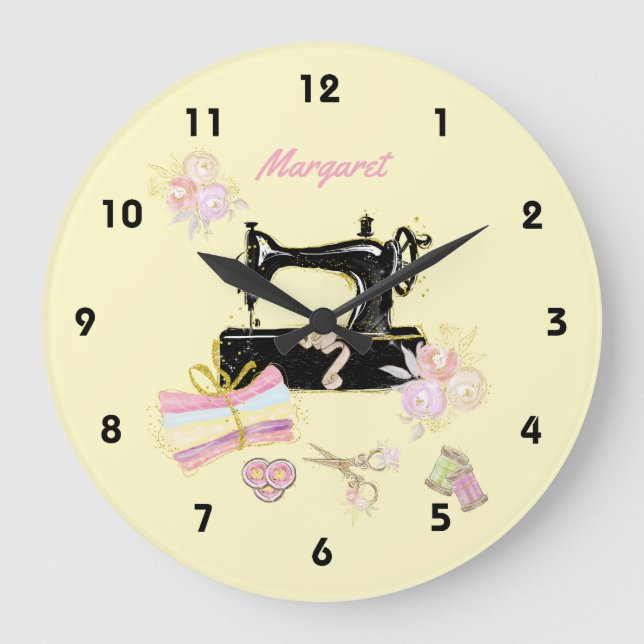 Syande Maskin och tyg Stor Klocka (Framsida)