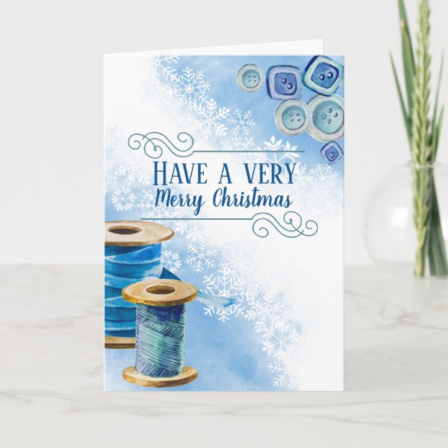 Syande sömmermatchande trådknappar för homemerade  helgkort (Framsida)