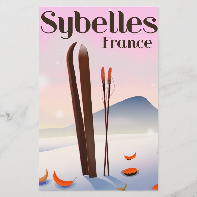 Sybelles Frankrike skidposter Brevpapper (Framsida)
