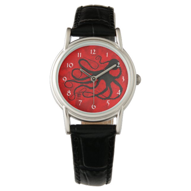 Sybilles Octopus on Red - Women's Watch Armbandsur (Framsida)