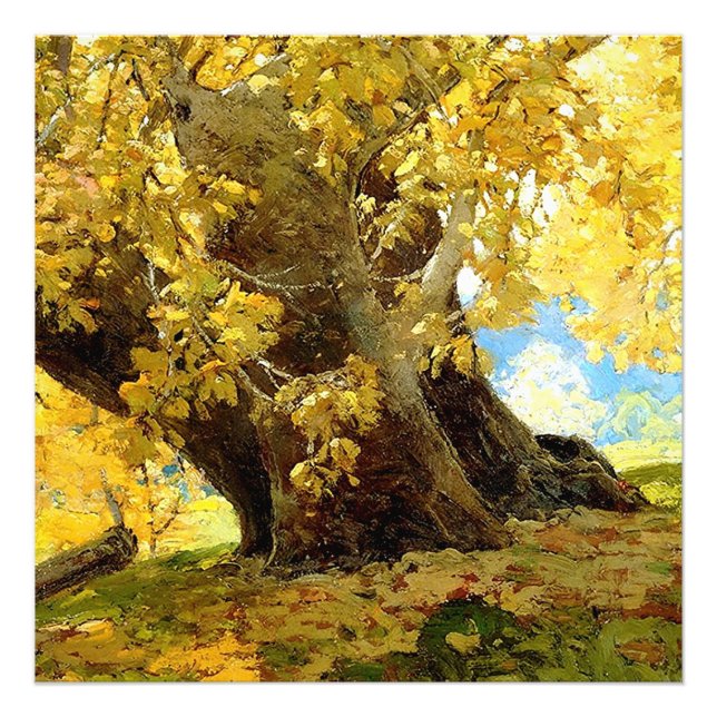 Sycamore i höst av Edgar Payne Fototryck (Framsidan)