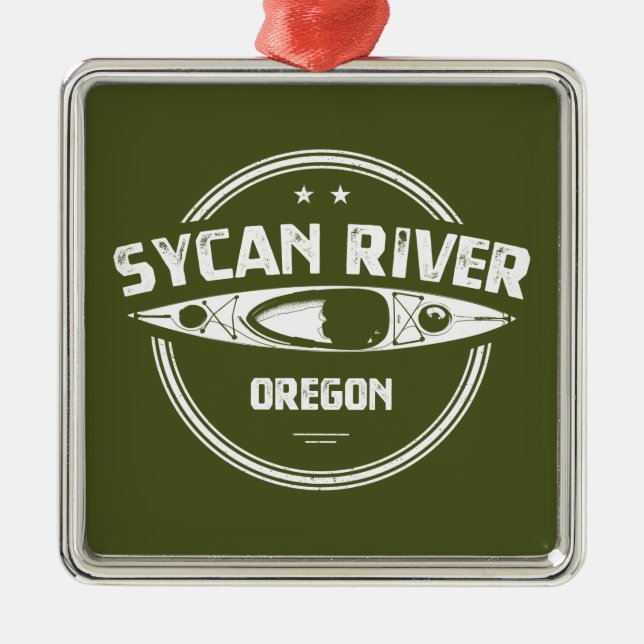 Sycan River Oregon Kayaking Julgransprydnad Metall (Framsidan)