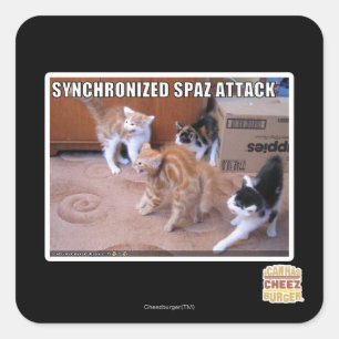 Sychronized Spaz Attack Fyrkantigt Klistermärke