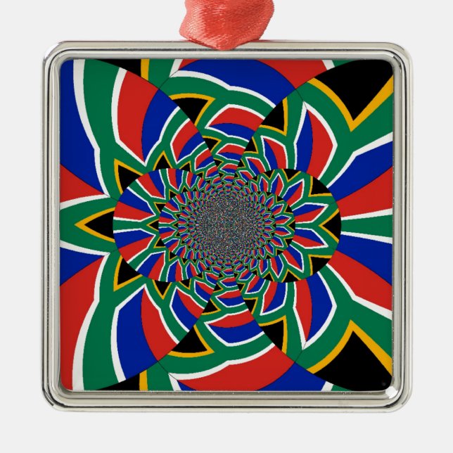 Syd-Afrika Premium Square-ornament Julgransprydnad Metall (Framsidan)