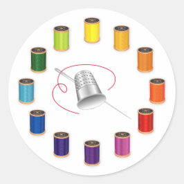 Syd, thimble, Nål och tråd Runt Klistermärke