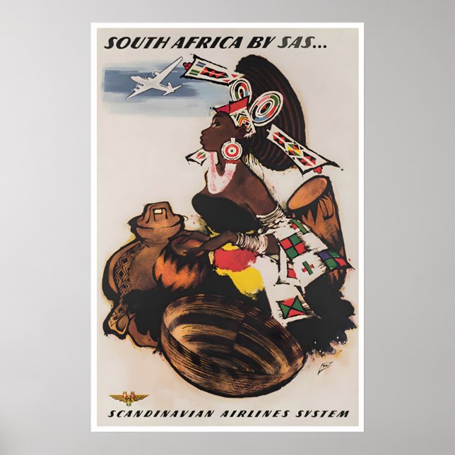 Sydafrika Affisch Resa Konst Afrikanskt Tryck (Framsidan)