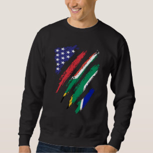 Sydafrika Amerikansk Odlad Flagga USA Patriot Arv Lång Ärmad Tröja