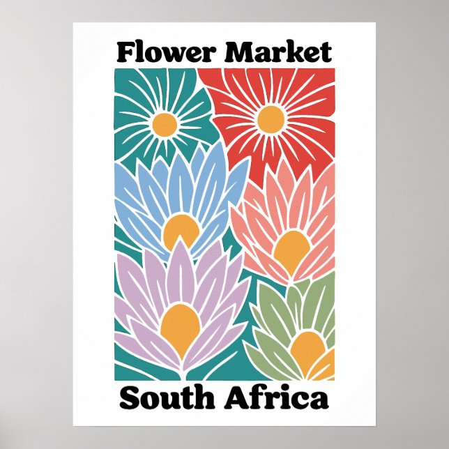 Sydafrika blomstermarknad Färgrika proteor Poster (Framsidan)
