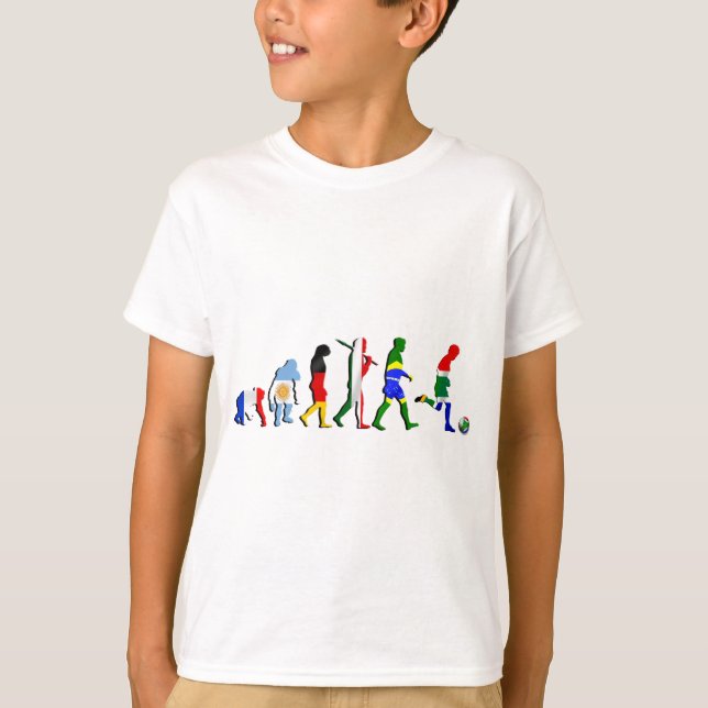 Sydafrika evolution av fotbollfotbollgåvor tee shirt (Framsida)