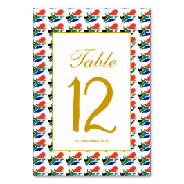 SYDAFRIKA Firande Bankett Kristet Bröllop Bordsnummer