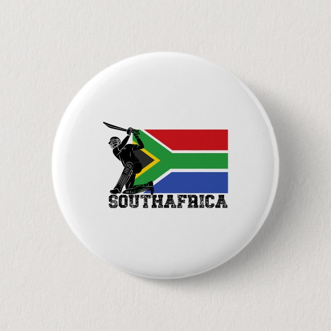 Sydafrika Flagga Cricket Spelare Tsman Sportlag Knapp (Framsida)