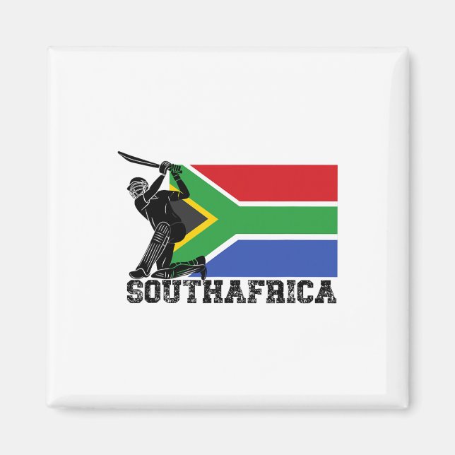 Sydafrika Flagga Cricket Spelare Tsman Sportlag Magnet (Framsidan)
