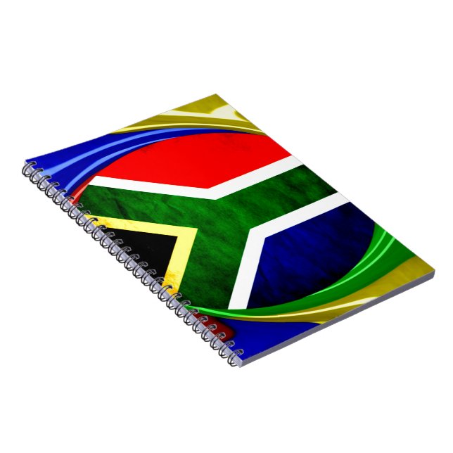 Sydafrika Flagga: Dynamiskt virvelmotiv Anteckningsbok Med Spiral (Högra Sidan)