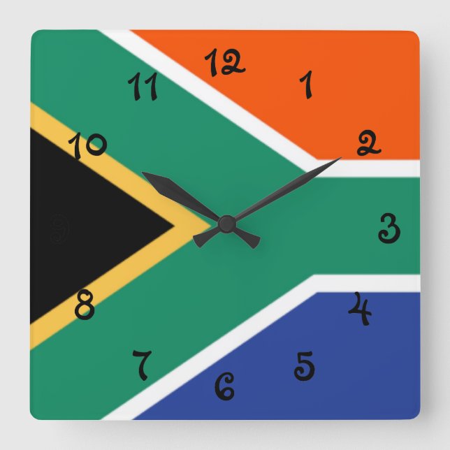 Sydafrika flagga fyrkantig klocka (Framsida)