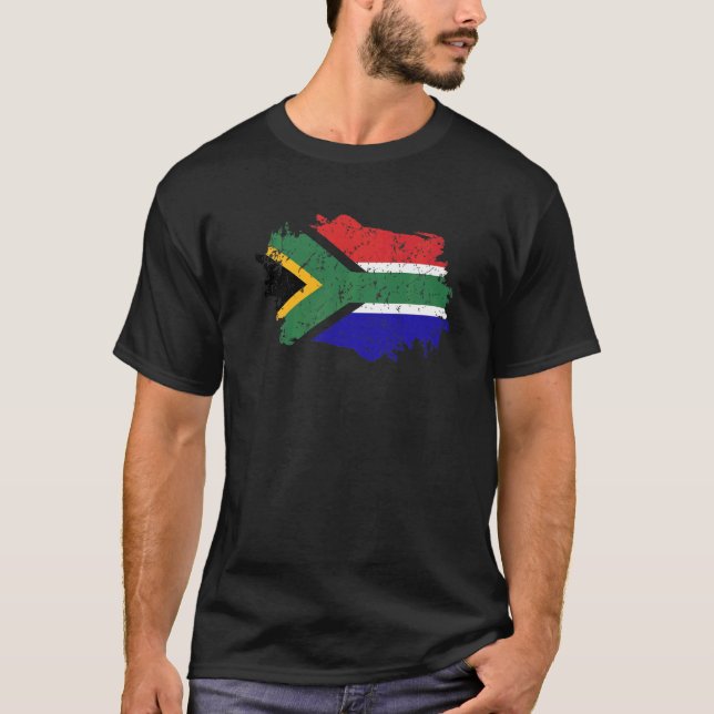 Sydafrika Flagga Grunge Land Flagga Sydafrika T Shirt (Framsida)