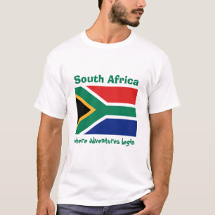 Sydafrika flagga + Karta + TextT-tröja T Shirt