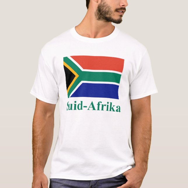 Sydafrika flagga med namn i Afrikaans Tee Shirt (Framsida)