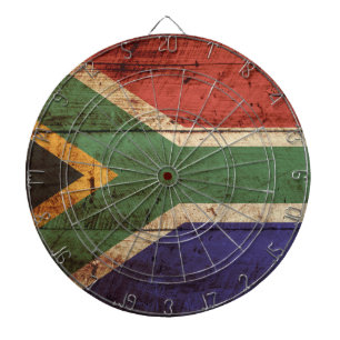Sydafrika flagga på gammalt Wood korn Darttavla