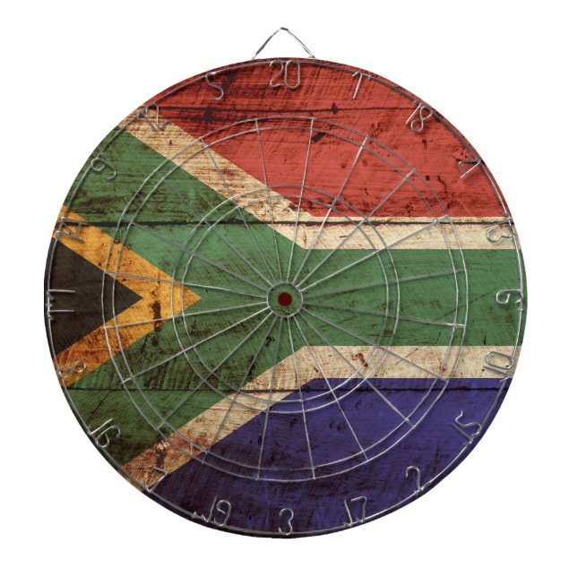 Sydafrika flagga på gammalt Wood korn Darttavla (Framsidan)