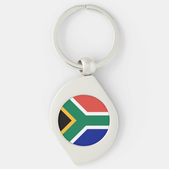 Sydafrika flagga swirl silverfärgad nyckelring (Framsidan)