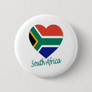 Sydafrika flaggahjärta knapp