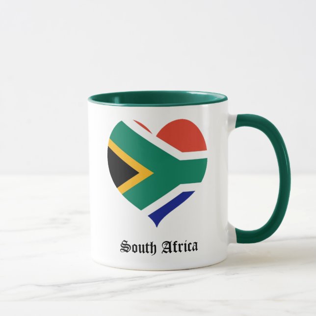 Sydafrika flaggahjärta mugg (Höger)